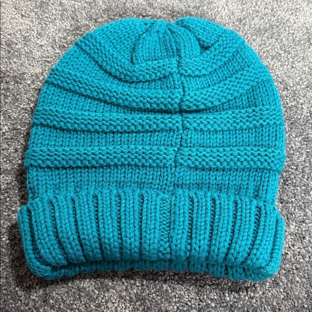 C.C Teal Knit Slouchy Beanie Hat One Size - Picture 2 of 5